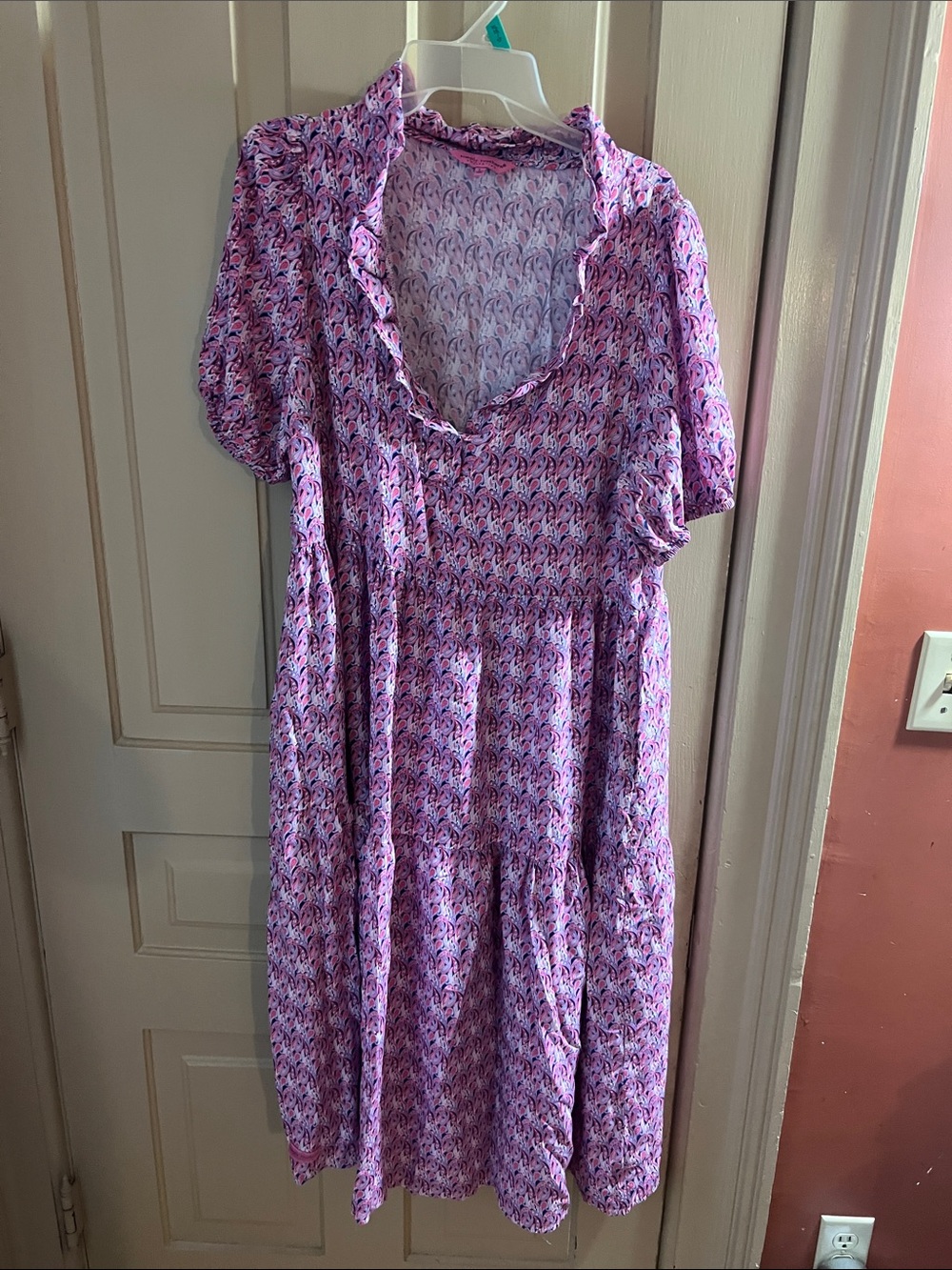 Simply Southern Lavender Print Midi Dress with Ruffle Trim